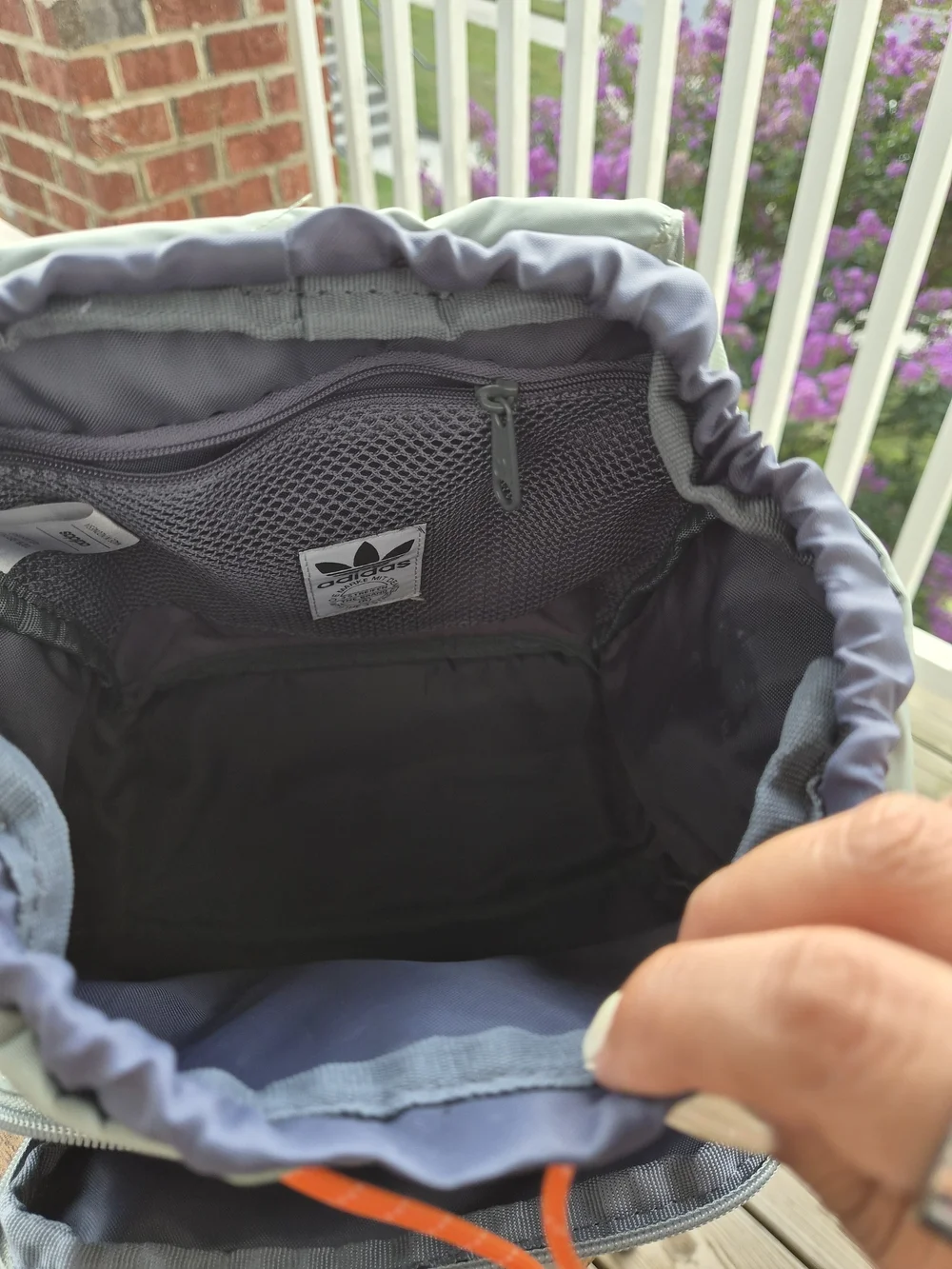 adidas Sage Green Bag with Orange Accent